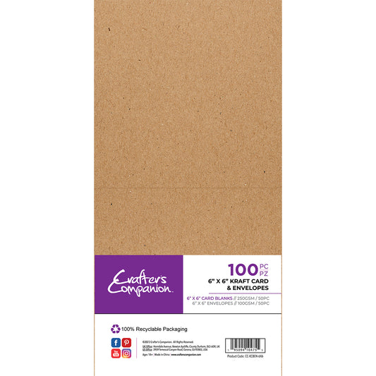 Crafter's Companion - 6"x 6" Kraft Card & Envelopes 100pc