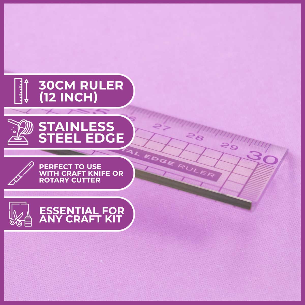 Crafter's Companion - Metal Edge Acrylic Ruler (30cm)