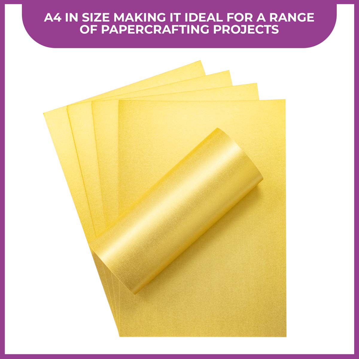 Crafter's Companion Centura Pearl Metallic A4 Single Colour 10 Sheet Pack - Pale Gold