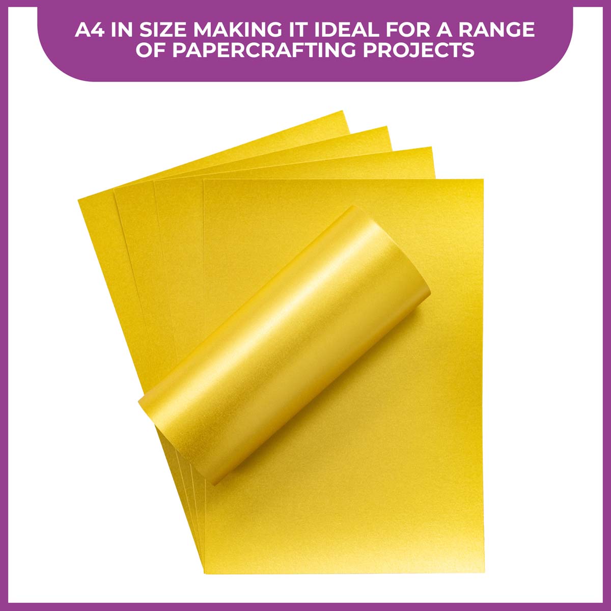 Crafter's Companion Centura Pearl Metallic A4 Single Colour 10 Sheet Pack - Solar Gold