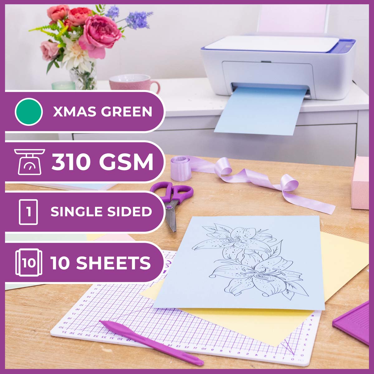 Crafter's Companion Centura Pearl Single Colour A4 10 Sheet Pack - Xmas Green