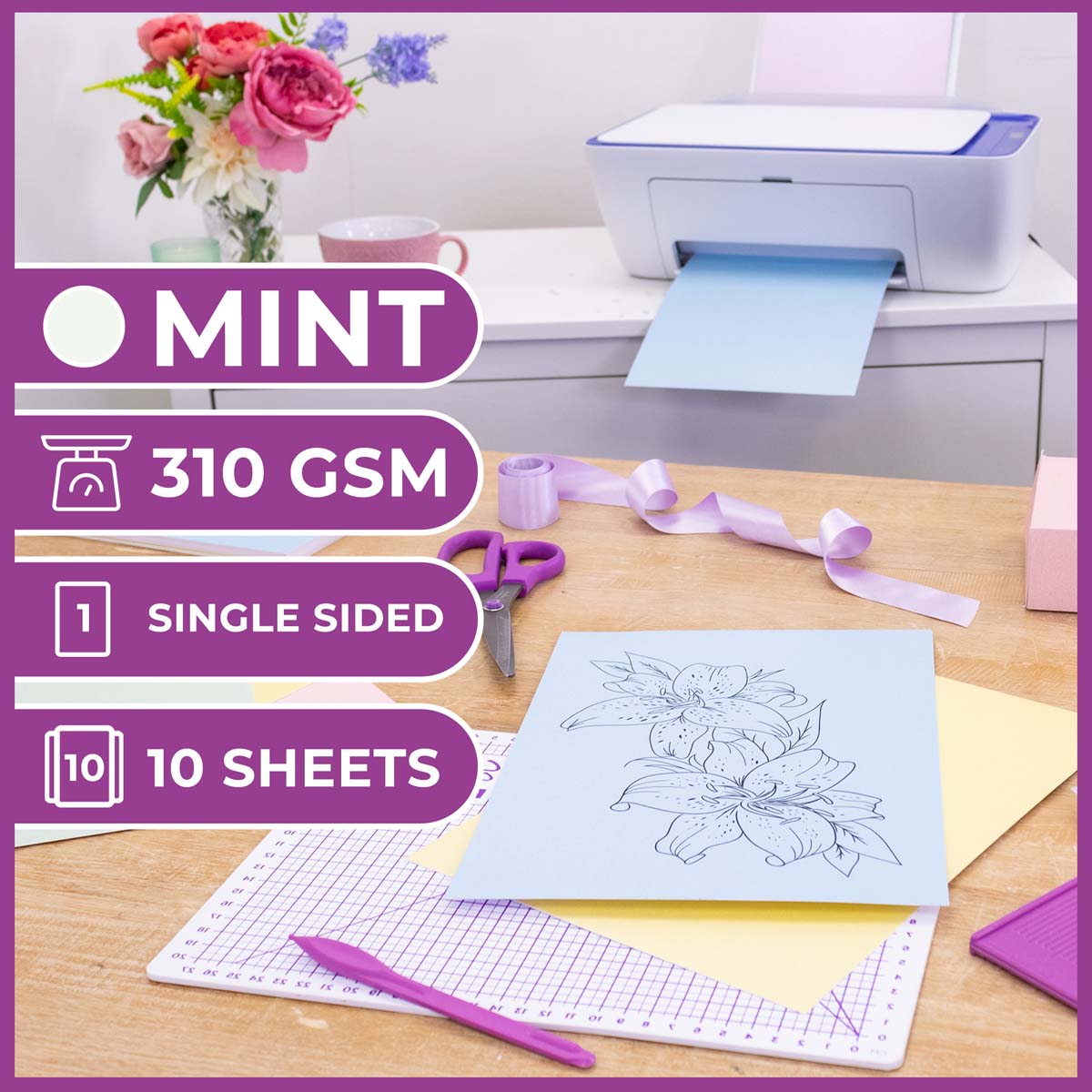 Crafter's Companion Centura Pearl Single Colour A4 10 Sheet Pack - Mint