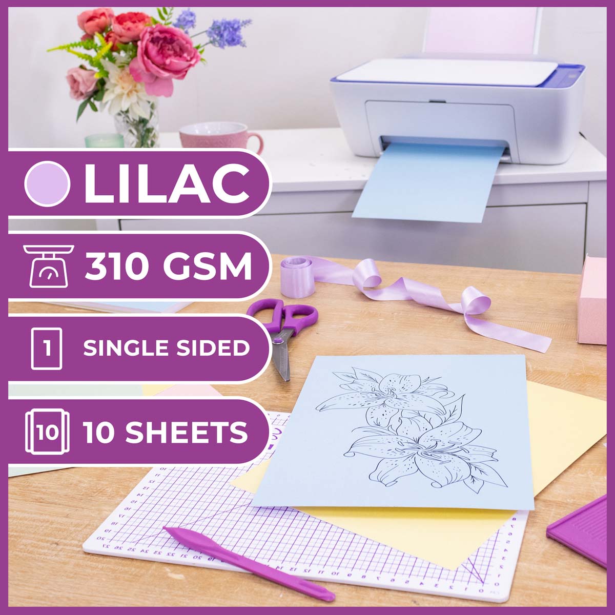 Crafter's Companion Centura Pearl Single Colour A4 10 Sheet Pack - Lilac