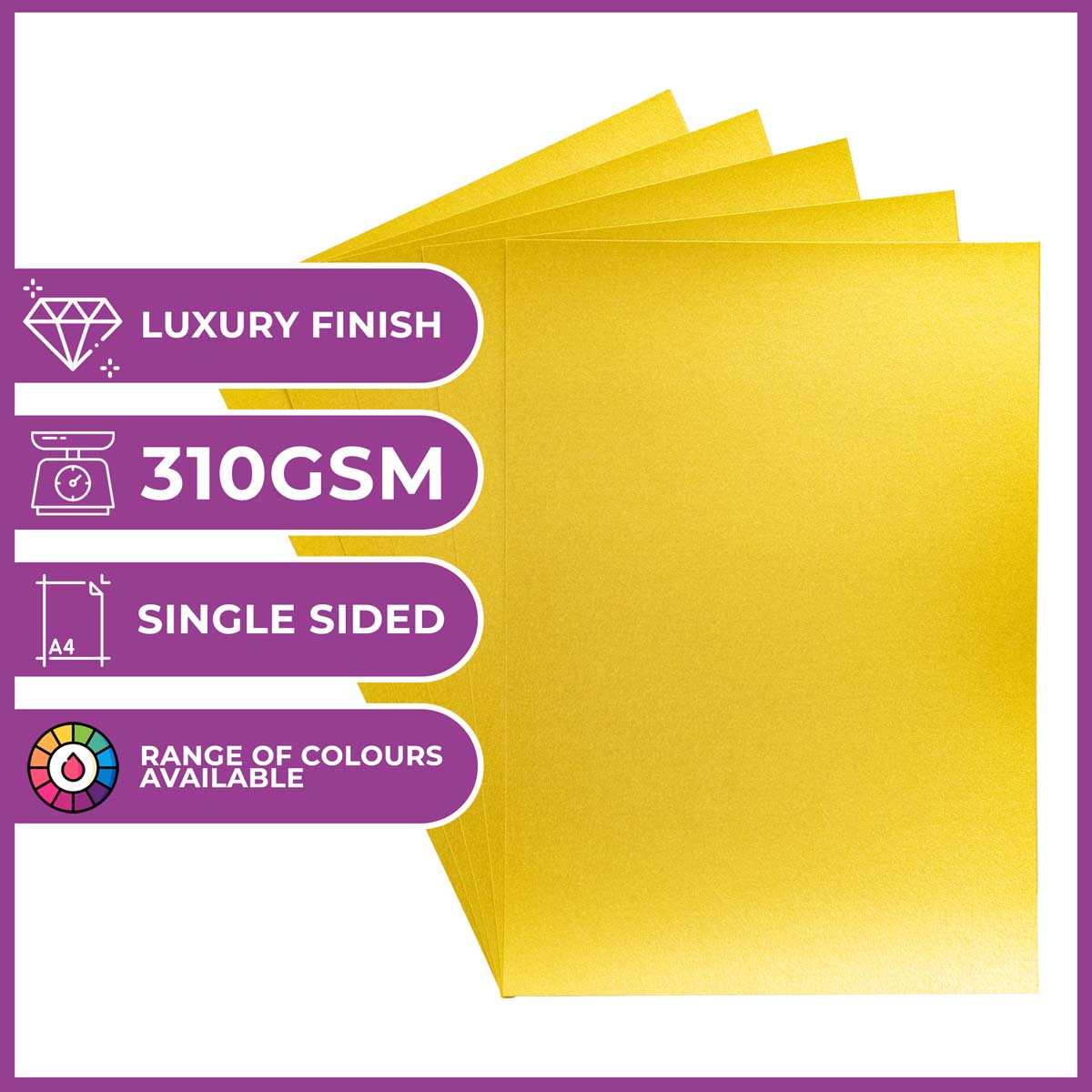Crafter's Companion Centura Pearl Metallic A4 Single Colour 10 Sheet Pack - Solar Gold