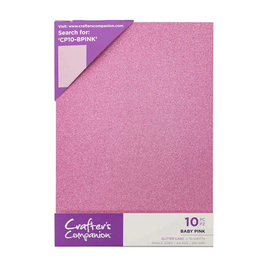 Crafter's Companion Glitter Card 10 Sheet Pack - Baby Pink