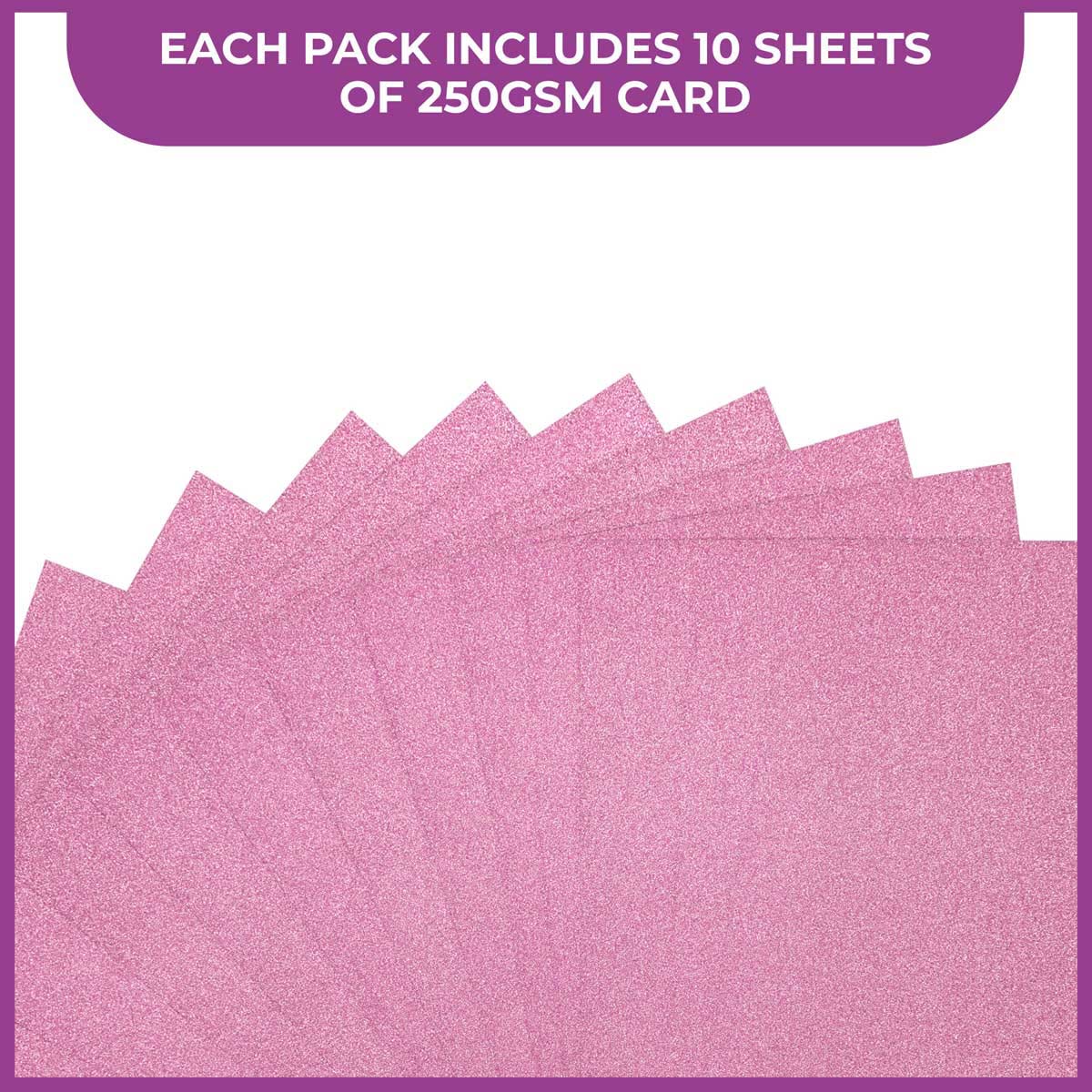 Crafter's Companion Glitter Card 10 Sheet Pack - Baby Pink