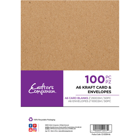 Crafter's Companion - A6 Kraft Card & Envelopes 100pc