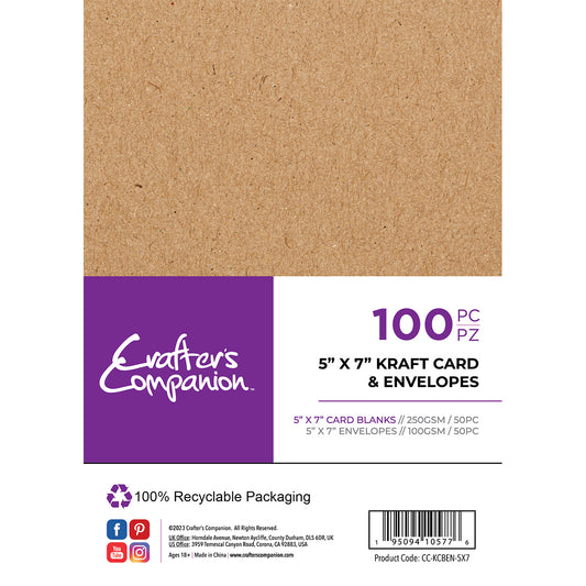 Crafter's Companion - 5"x7" Kraft Card & Envelopes 100pc