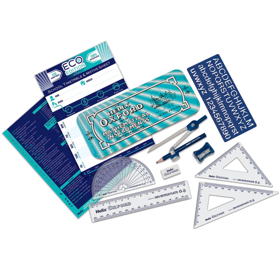 Helix CYBER ECO MATHS SET - LIGHT BLUE – Complete School Geometry Kit