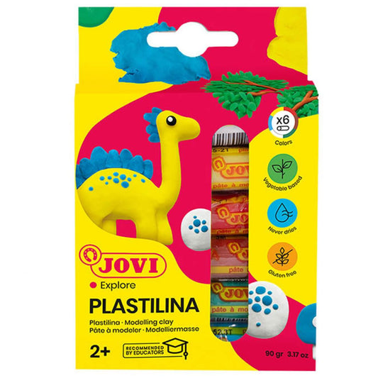 Jovi Plastilina Modelling Clay – Box of 6 Bars – 15g – Assorted Colours