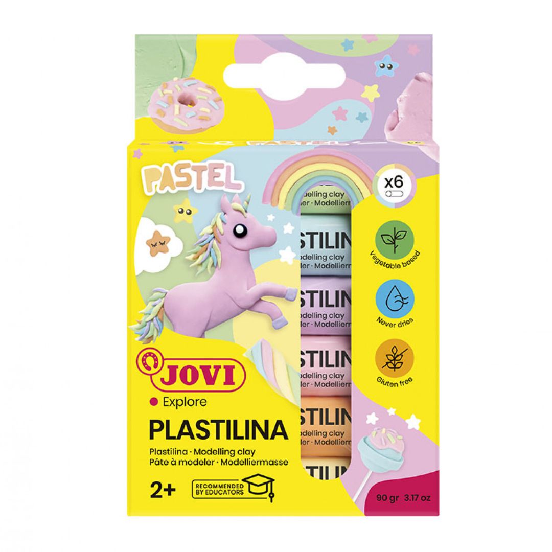 Jovi Plastilina Modelling Clay – 6 x 15 g Bars, Pastel Colours