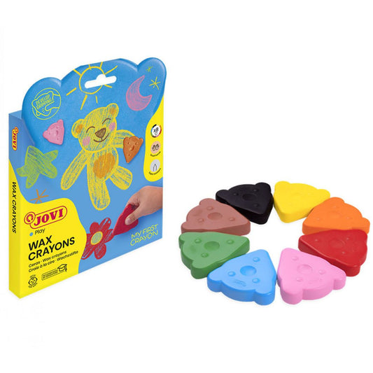 Jovi Magic Bear Wax Crayons – Case of 8 Bear-Shaped Crayons – Basic Colours