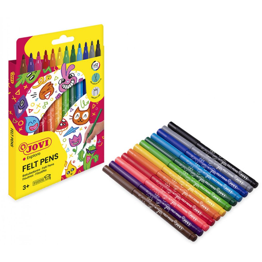 Jovi Washable Felt-Tip Pens – Case of 12 – Assorted Colours