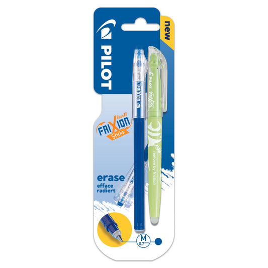 Pilot FriXion Ball Stick 2 pcs Blue + Light Green highlighter blister