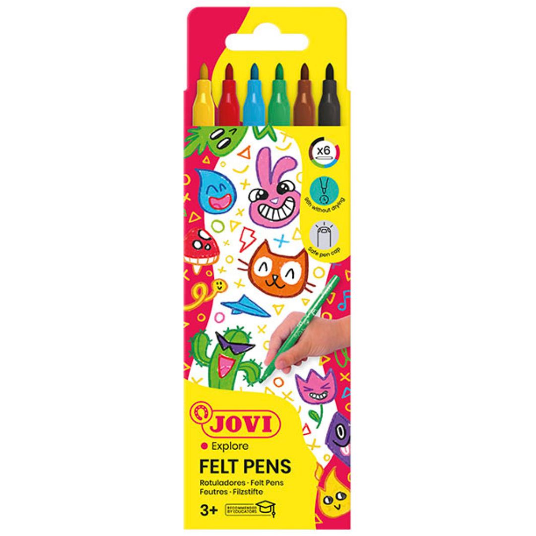 Jovi Washable Felt-Tip Pens – 6 Assorted Colours