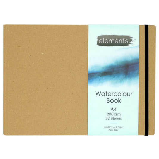 Elements Watercolour Paper Hardback Book Landscape 32s 200gsm - A4 – High Quality Art Paper