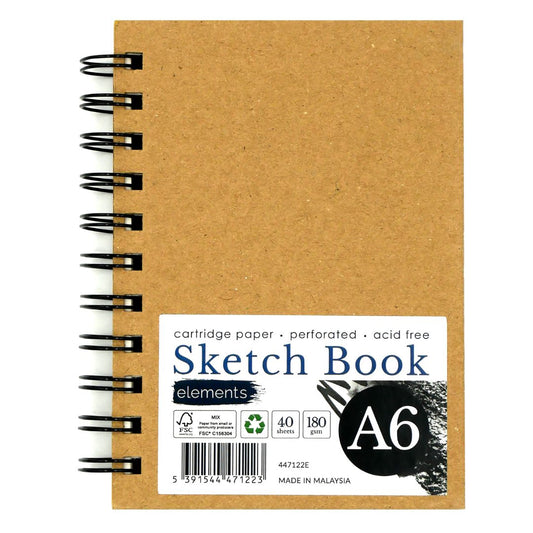 Elements A6 Sketchbook Portrait Kraft 180gsm 40s – Art & Craft Essential