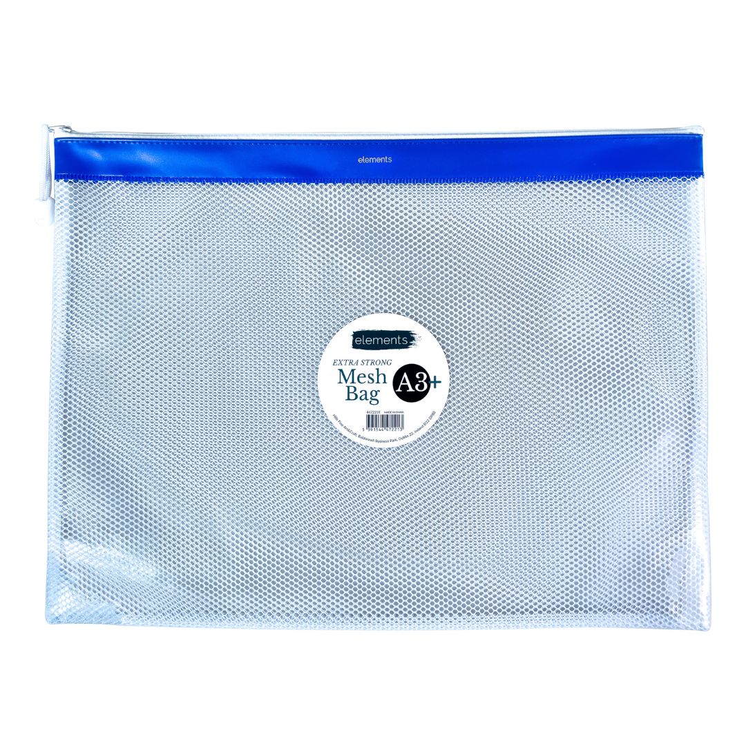 Elements PVC Mesh Bag with Blue colour strip A3+ – Art & Craft Essential