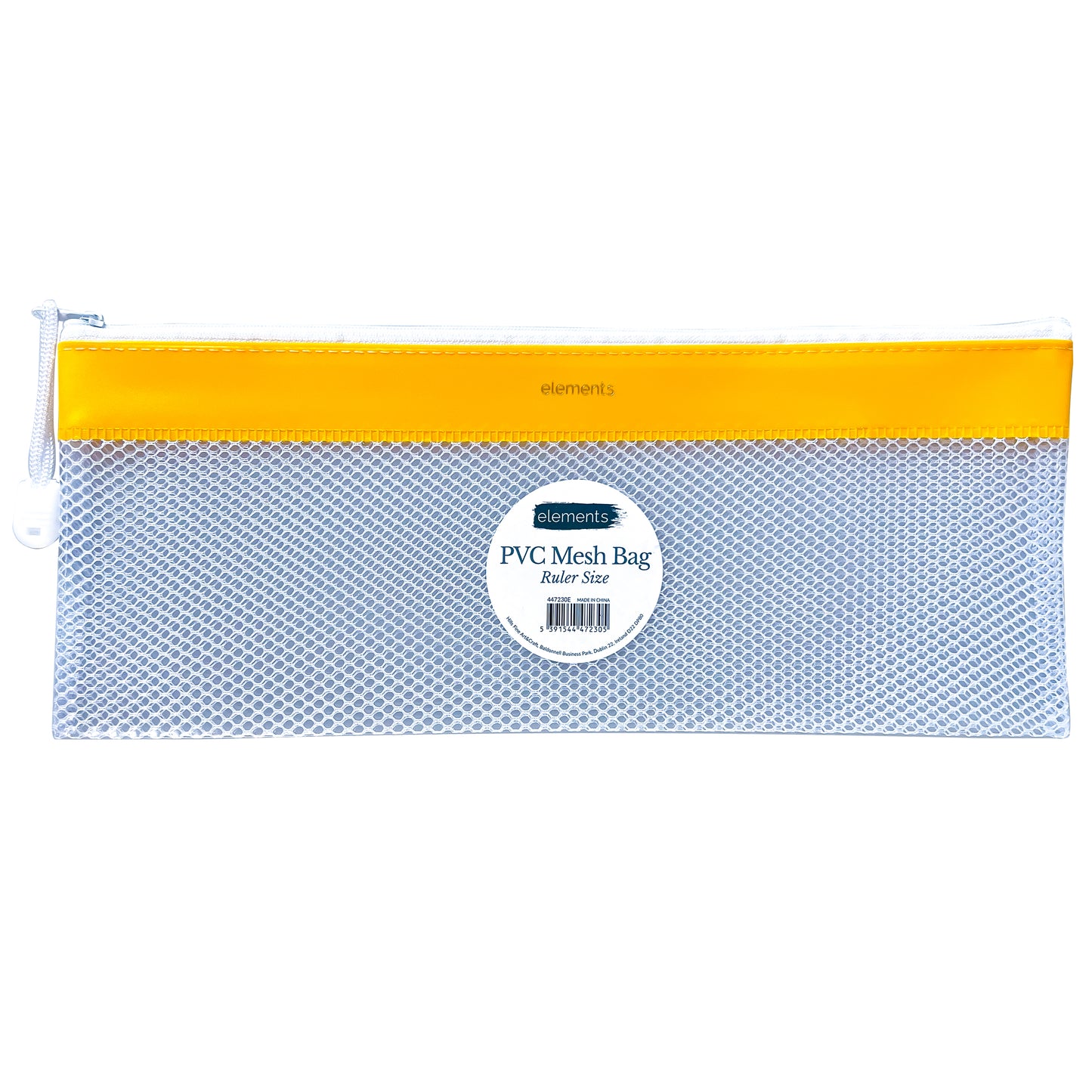 Elements PVC Mesh Bag with Orange colour strip Ruler Size – Art & Craft Essential
