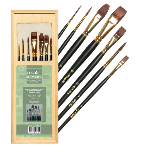 Create Acrylics Wooden Brush Set