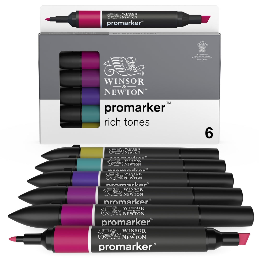 Winsor & Newton Promarker 6 Set - Rich Tones - Winsor & Newton at DRK Crafts
