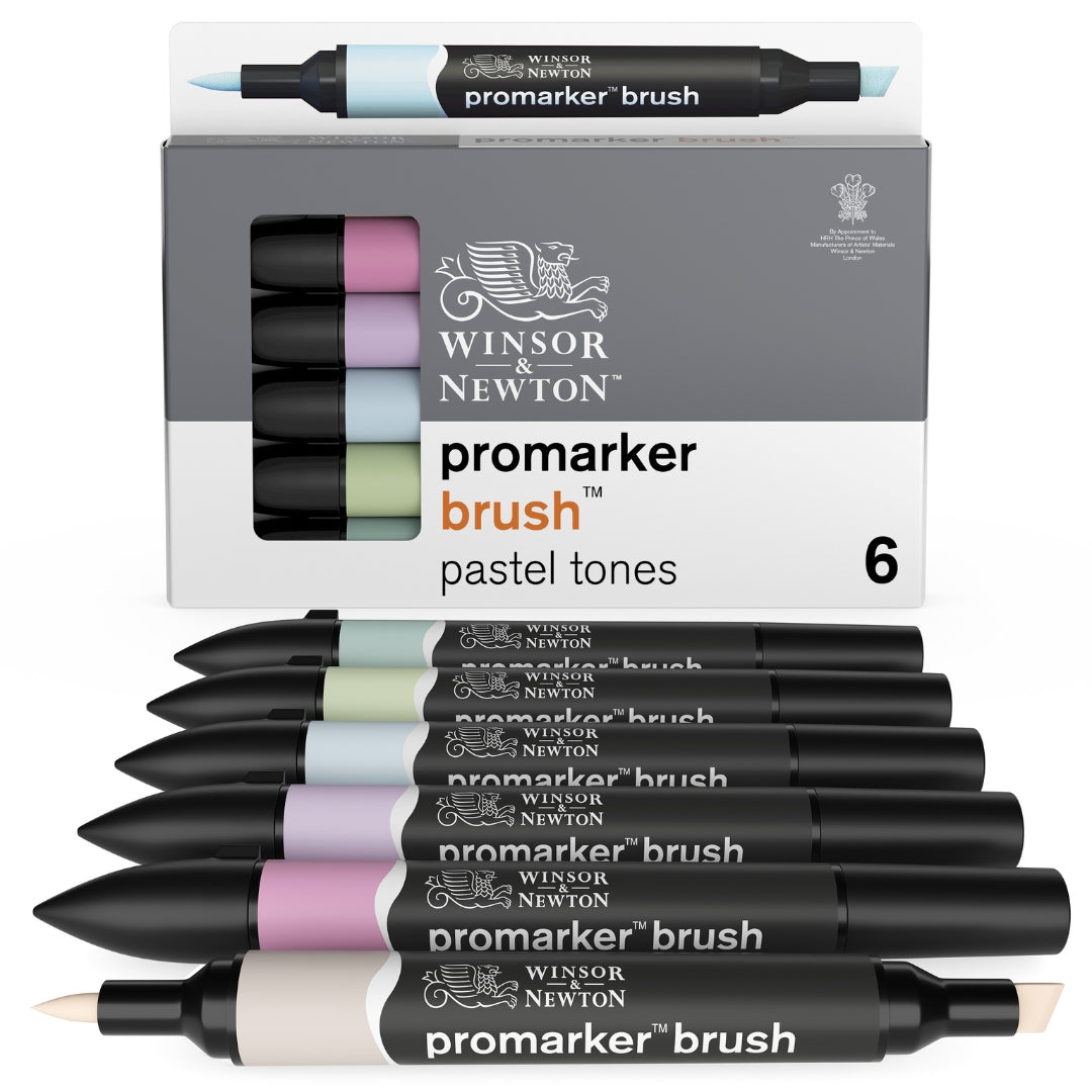 Winsor & Newton Promarker Brush 6 Set -Pastel Tones - Winsor & Newton at DRK Crafts
