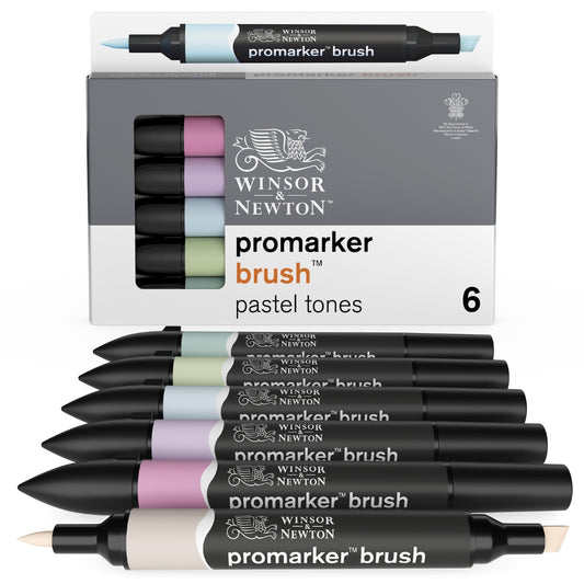 Winsor & Newton Promarker Brush 6 Set -Pastel Tones - Winsor & Newton at DRK Crafts
