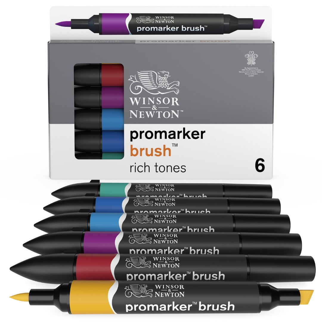 Winsor & Newton Promarker Brush 6 Set -Rich Tones - Winsor & Newton at DRK Crafts