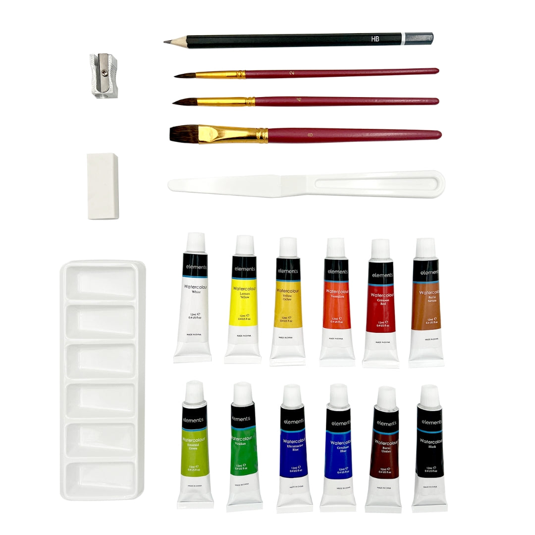 Elements Watercolour Complete Art Set with Pad – High Quality Art Paper