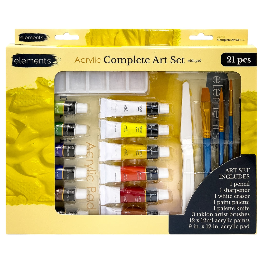 Elements Acrylic Complete Art Set with Pad – High Quality Art Paper