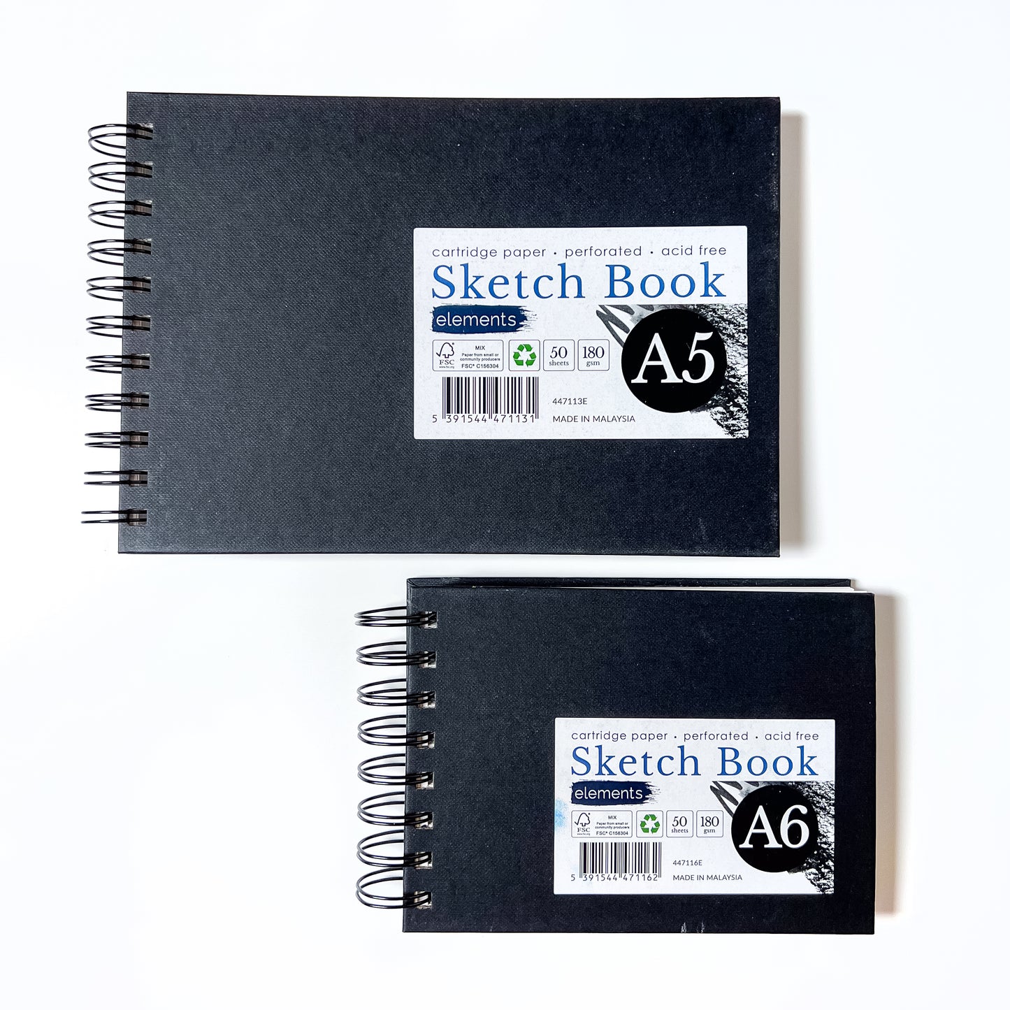 Elements A4 Sketchbook 50s 180gsm Landscape Wire-O Black Cover – Art & Craft Essential