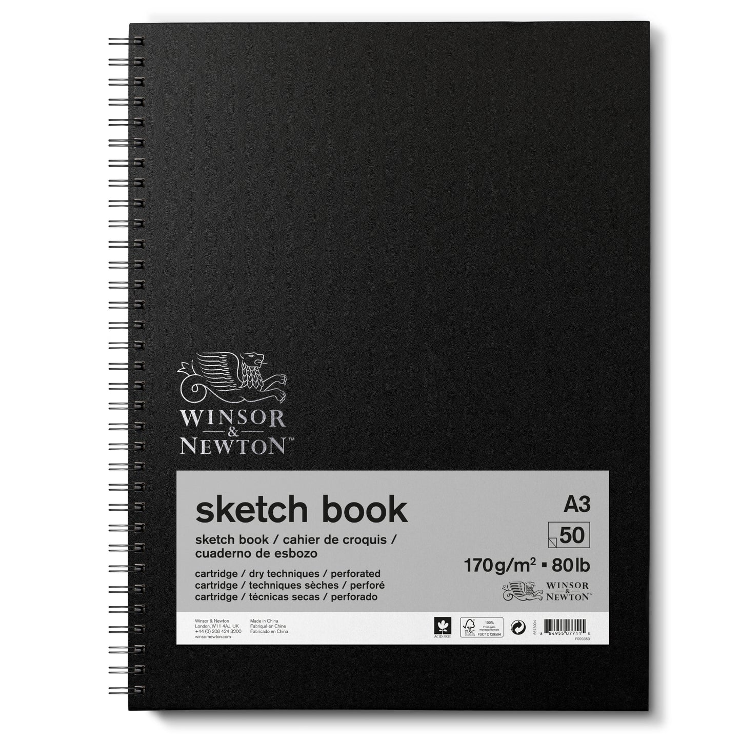 Winsor & Newton Hardback Sketch Book 170gsm - A3 Spiral - Winsor & Newton at DRK Crafts