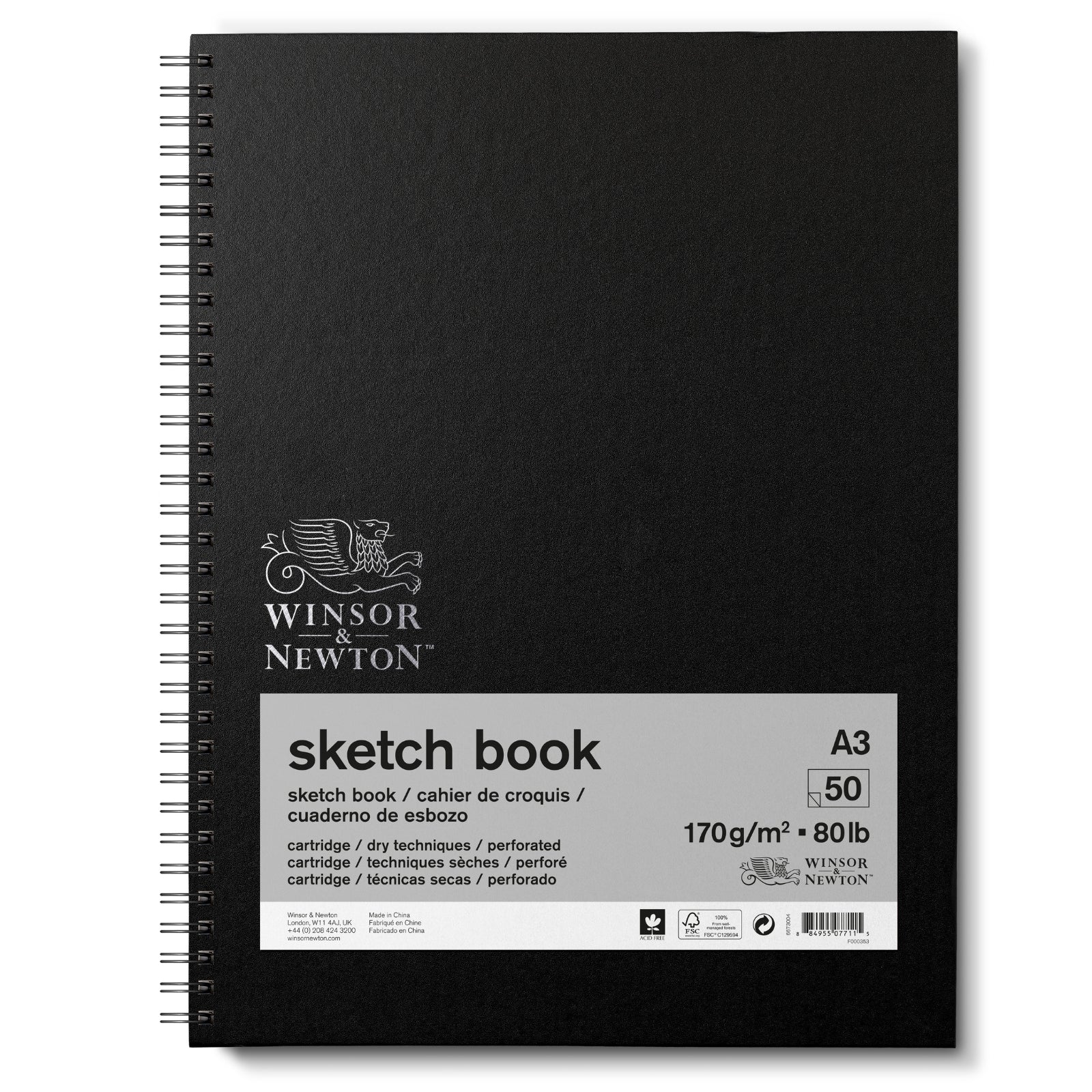 Winsor & Newton Hardback Sketch Book 170gsm - A3 Spiral - Winsor & Newton at DRK Crafts