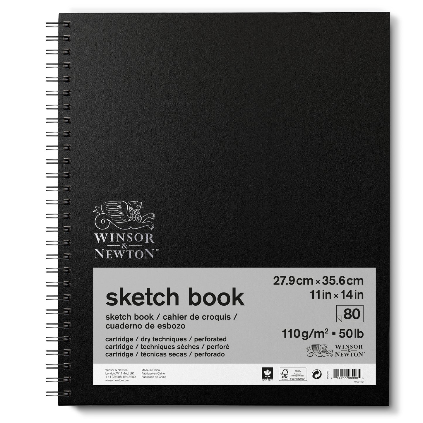Winsor & Newton Spiral Sketchbook 110gsm - 11'x14' Spiral - Winsor & Newton at DRK Crafts
