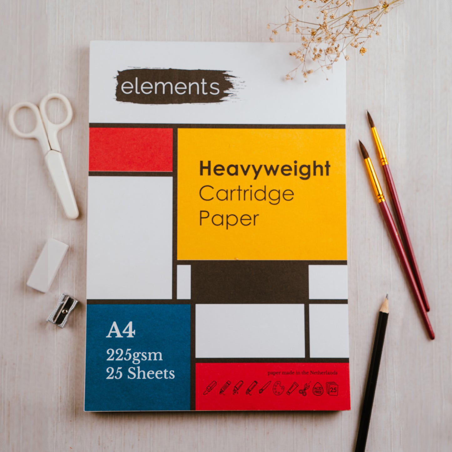 Elements A4 Heavyweight Cartridge Paper Pad 25s 225gsm – High Quality Art Paper