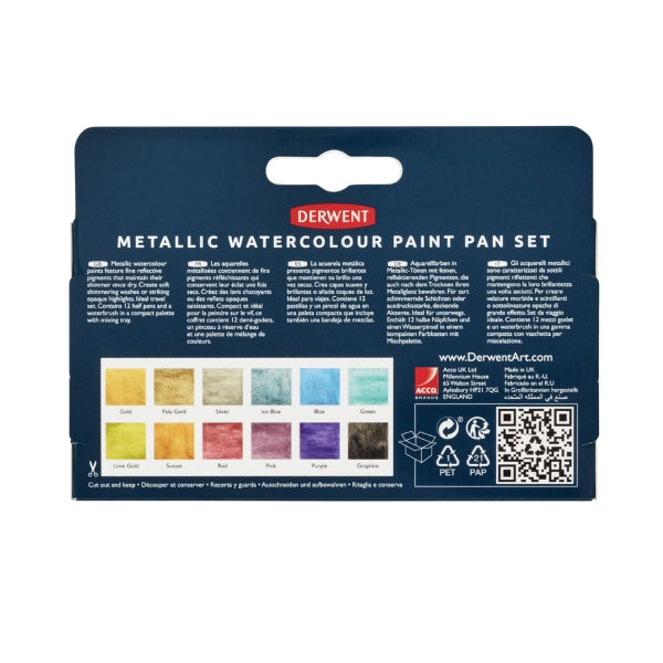 Derwent Metallic Paint 12 Pan Palette