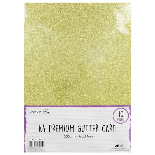 Dovecraft A4 Glitter Card Gold 300gsm 10 Sheets