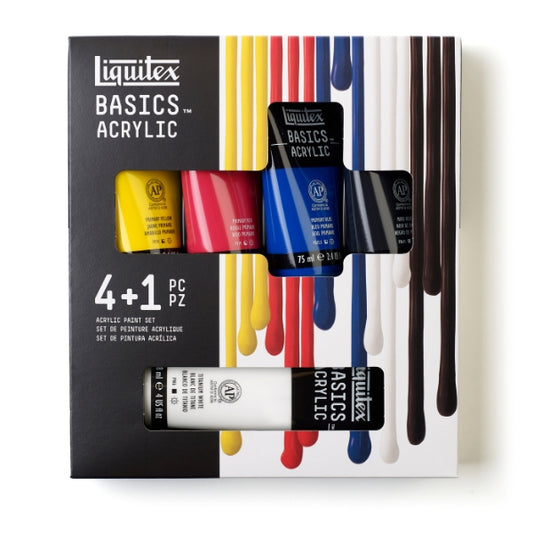 Liquitex Basics Set 4 x 75mls + 1 x 118ml Acrylic Paint