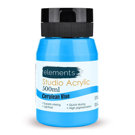 Elements 500ml Acrylic Cerulean Blue Hue – Art & Craft Essential