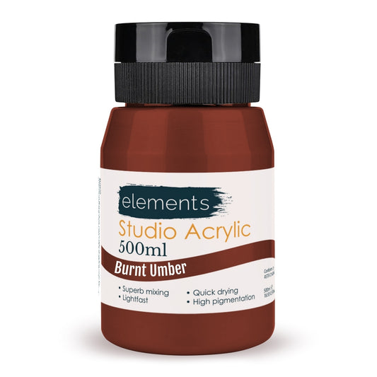 Elements 500ml Acrylic Burnt Umber – Art & Craft Essential