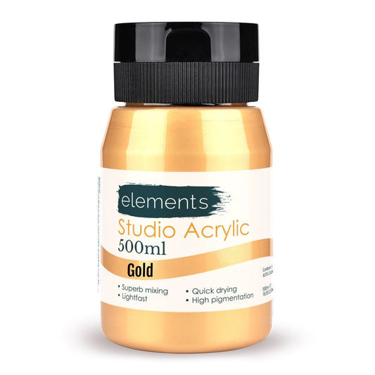 Elements 500ml Studio Acrylic Gold – Art & Craft Essential