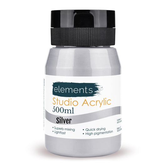 Elements 500ml Studio Acrylic Silver – Art & Craft Essential