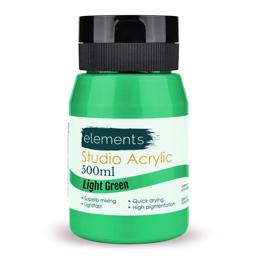 Elements 500ml Studio Acrylic Light Green – Art & Craft Essential