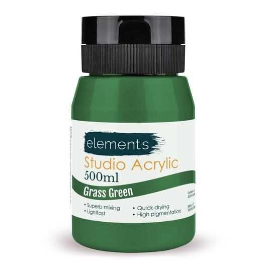 Elements 500ml Studio Acrylic Grass Green – Art & Craft Essential