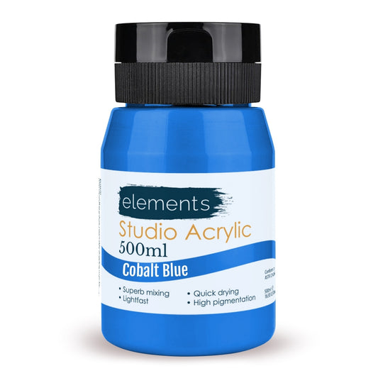 Elements 500ml Studio Acrylic Cobalt Blue – Art & Craft Essential