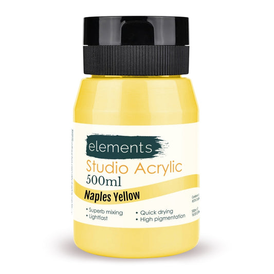 Elements 500ml Studio Acrylic Naples Yellow – Art & Craft Essential