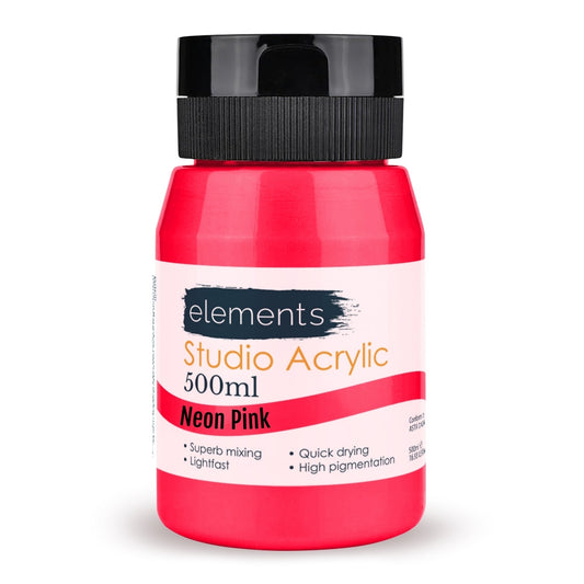 Elements 500ml Studio Acrylic Neon Pink – Art & Craft Essential