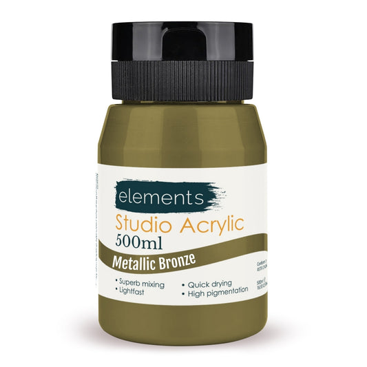 Elements 500ml Studio Acrylic Metallic Bronze – Art & Craft Essential