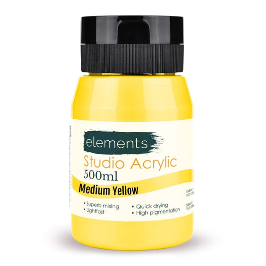 Elements 500ml Acrylic Medium Yellow – Art & Craft Essential