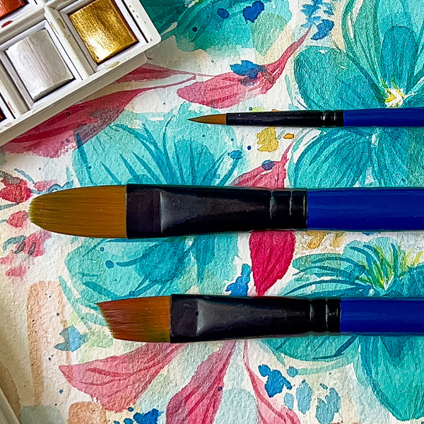 Create Blue Long Handle Watercolour Brush Pack of 12